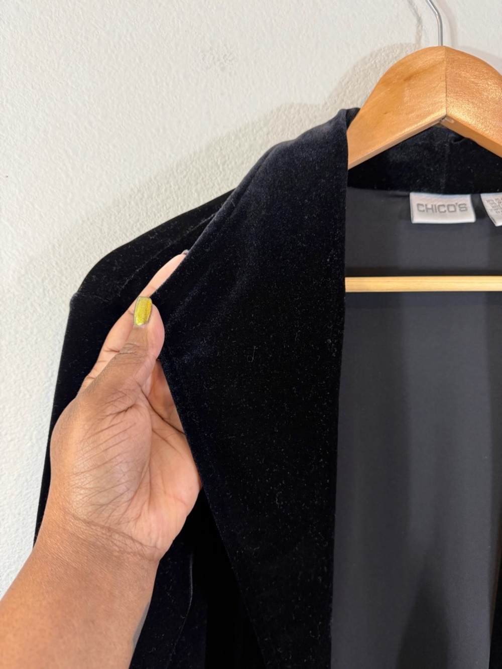 Chico’s Black Velvet Longline Duster Size 3 (US XL) Long Sleeve Jacket Sweater - Picture 7 of 8